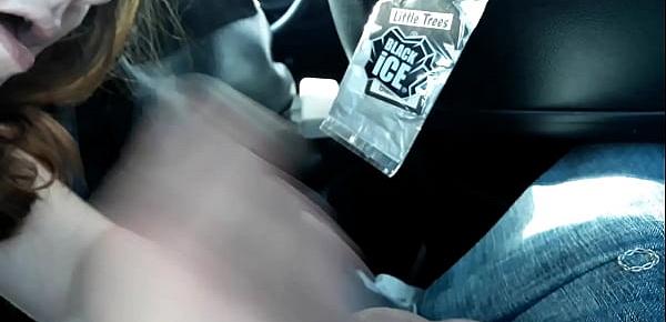 Slut gives head in car
